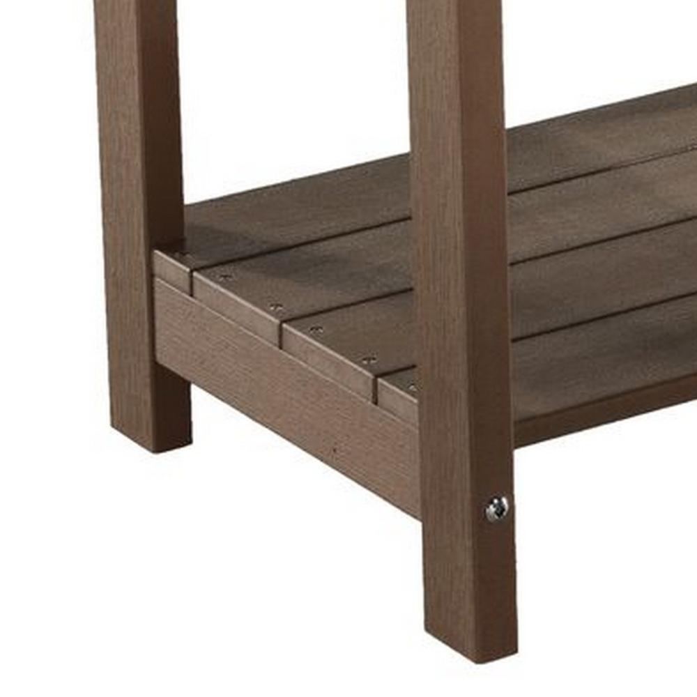 West Outdoor Patio End Table with Shelf, 16 Inch, Modern Wood Style Brown -BM321177