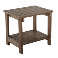 West Outdoor Patio End Table with Shelf, 16 Inch, Modern Wood Style Brown