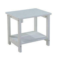 West Outdoor Patio End Table with Shelf, 16 Inch, Modern Wood Style White