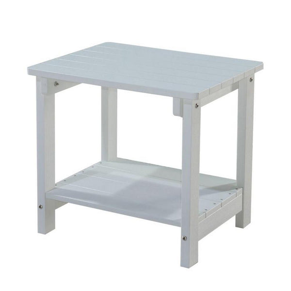 West Outdoor Patio End Table with Shelf, 16 Inch, Modern Wood Style White -BM321179