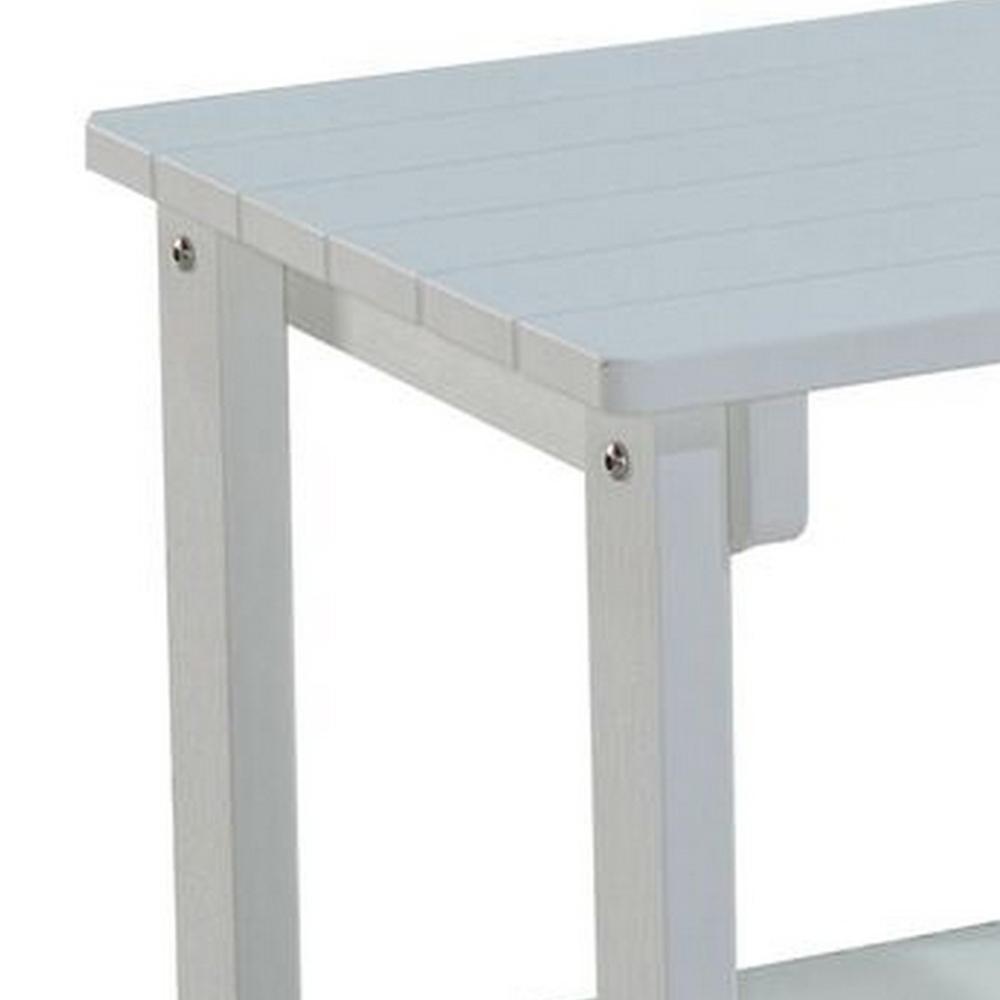 West Outdoor Patio End Table with Shelf, 16 Inch, Modern Wood Style White -BM321179
