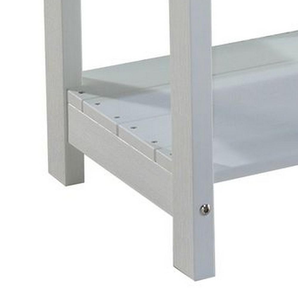 West Outdoor Patio End Table with Shelf, 16 Inch, Modern Wood Style White -BM321179