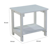 West Outdoor Patio End Table with Shelf, 16 Inch, Modern Wood Style White -BM321179