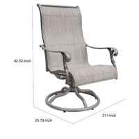 Mace Outdoor Patio Swivel Rocker Chair Set of 2, Curved, Aluminum, Gray -BM321185