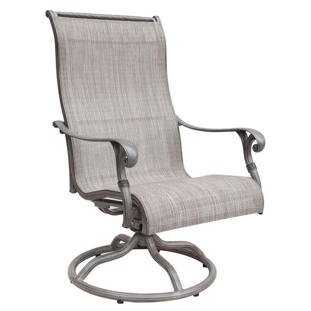 Mace Outdoor Patio Swivel Rocker Chair Set of 2, Curved, Aluminum, Gray
