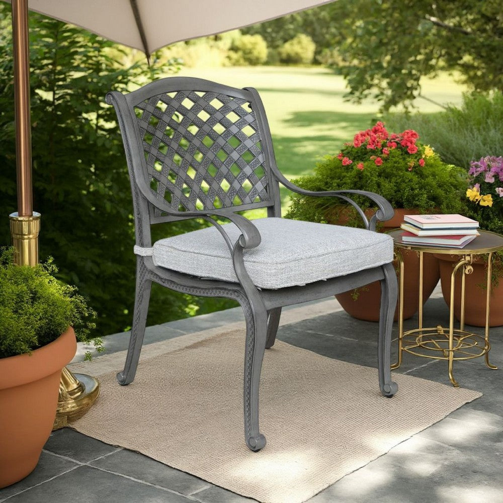 Mace Outdoor Patio Dining Armchair, 24 Inch, Aluminium, Golden Beige -BM321187