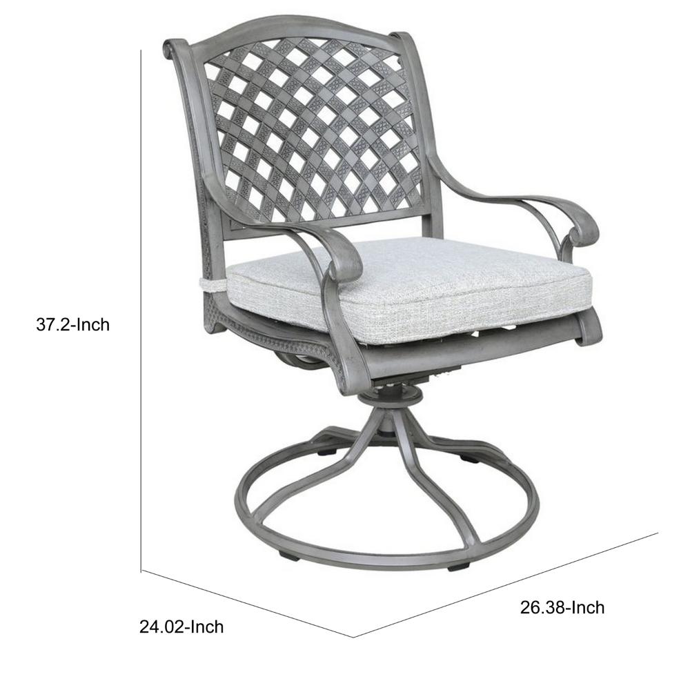 Mace Outdoor Dining Swivel Rocker Chair Set of 2, Aluminium, Golden Beige -BM321189