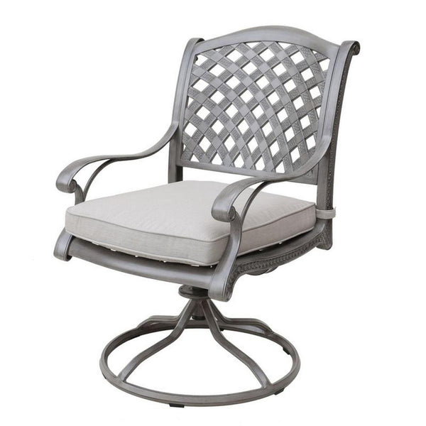 Mace Outdoor Dining Swivel Rocker Chair Set of 2, Aluminium, Heritage Gray -BM321190