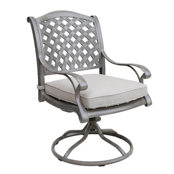 Mace Outdoor Dining Swivel Rocker Chair Set of 2, Aluminium, Heritage Gray
