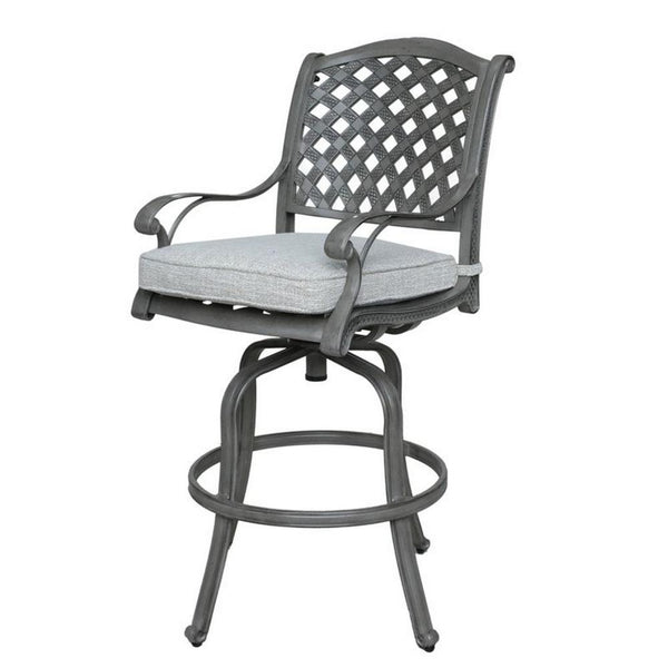 Mace Outdoor Patio Barstool Chair Set of 2, Aluminium, Golden Beige -BM321193