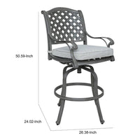 Mace Outdoor Patio Barstool Chair Set of 2, Aluminium, Golden Beige -BM321193