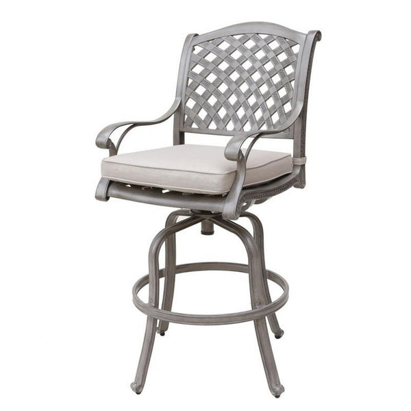 Mace Outdoor Patio Barstool Chair Set of 2, Aluminium, Heritage Gray -BM321194