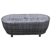 Cali Outdoor Coffee Table, 46 Inch Oval Aluminum, Woven, Gray, Black -BM321198