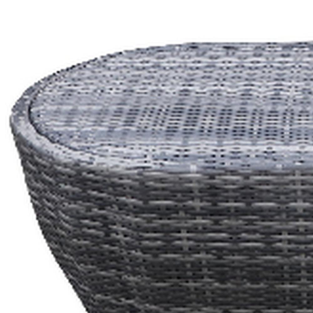Cali Outdoor Coffee Table, 46 Inch Oval Aluminum, Woven, Gray, Black -BM321198