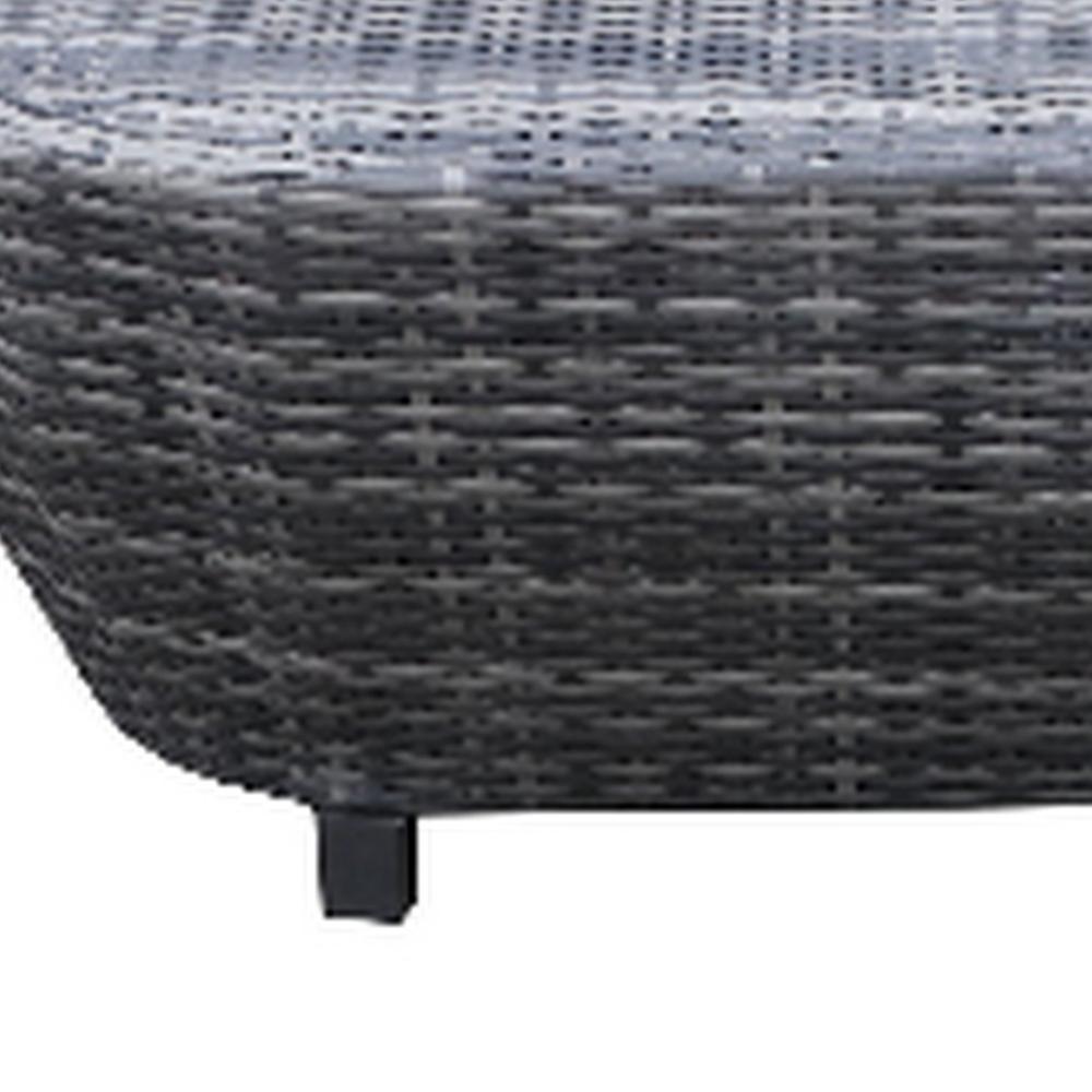 Cali Outdoor Coffee Table, 46 Inch Oval Aluminum, Woven, Gray, Black -BM321198