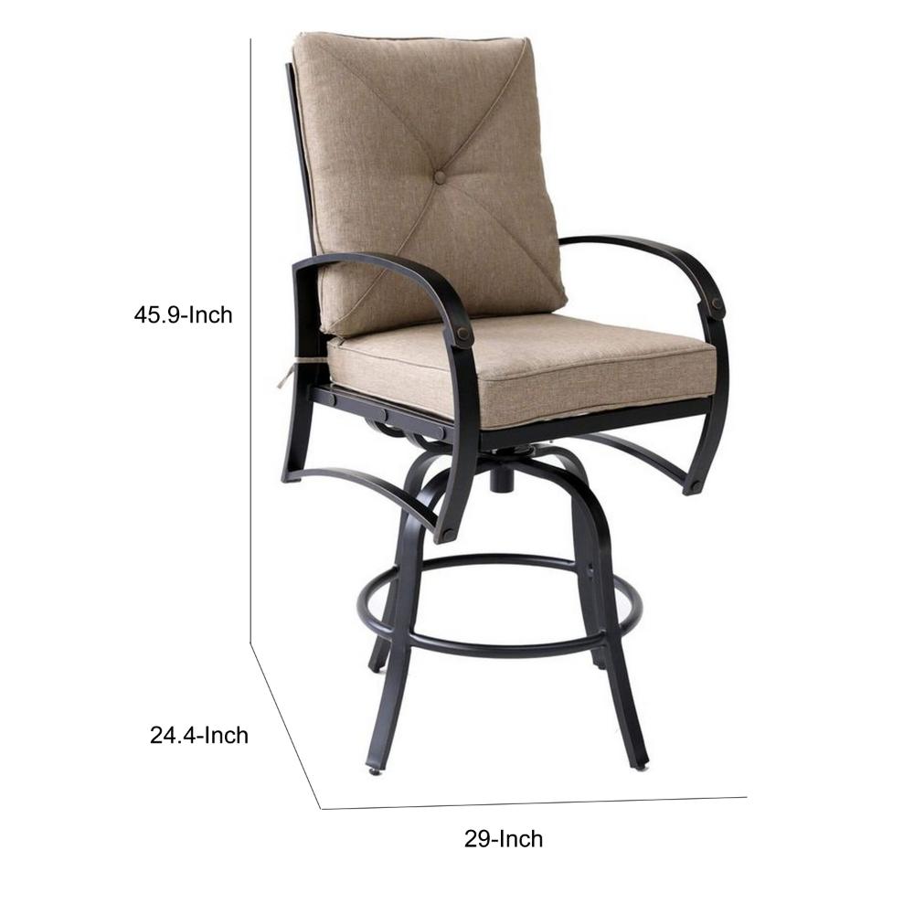 Vale Outdoor Barstool Chair Set of 2, Dacron Wrap, Aluminum Frame, Beige -BM321200