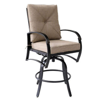 Vale Outdoor Barstool Chair Set of 2, Dacron Wrap, Aluminum Frame, Beige