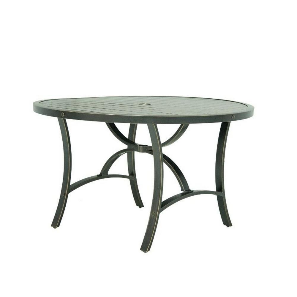 Vale Outdoor Patio Dining Table, 48 Inch Round Top, Aluminum, Antique Brown -BM321202