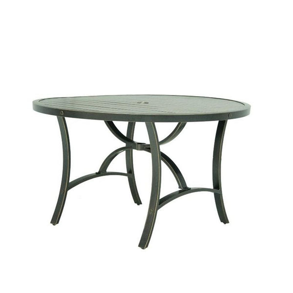 Vale Outdoor Patio Dining Table, 48 Inch Round Top, Aluminum, Antique Brown -BM321202