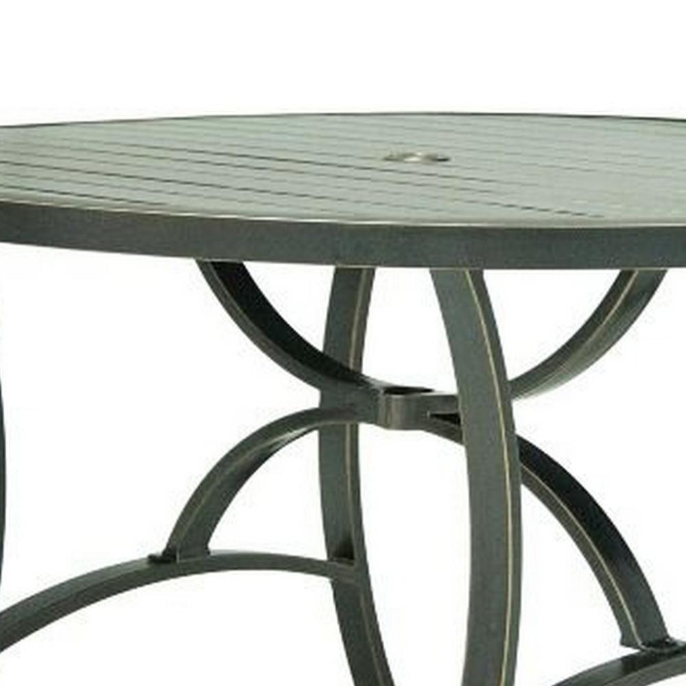 Vale Outdoor Patio Dining Table, 48 Inch Round Top, Aluminum, Antique Brown -BM321202