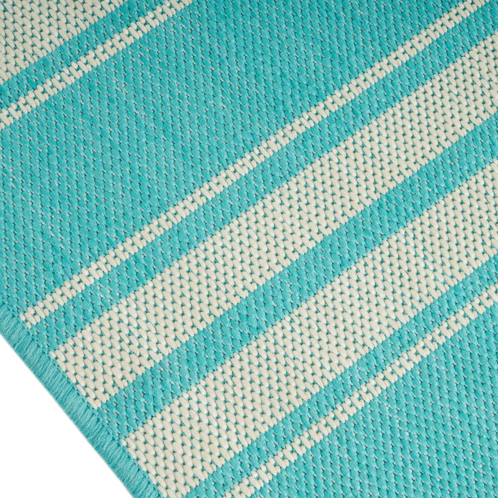 Nina 5 x 7 Area Rug, Teal, Ivory Indoor Outdoor, Handcrafted Stripes -BM321204