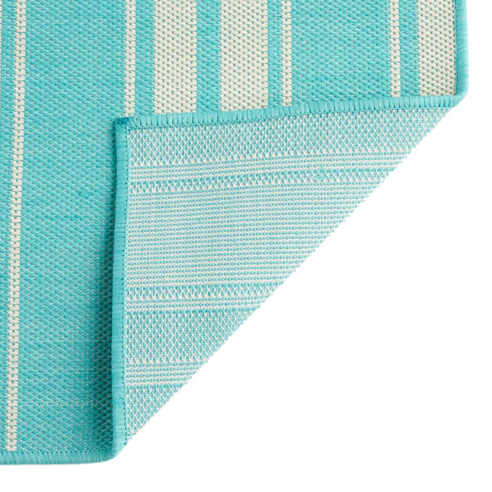 Nina 5 x 7 Area Rug, Teal, Ivory Indoor Outdoor, Handcrafted Stripes -BM321204