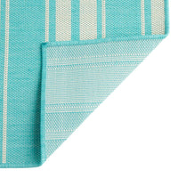 Nina 5 x 7 Area Rug, Teal, Ivory Indoor Outdoor, Handcrafted Stripes -BM321204