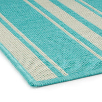 Nina 5 x 7 Area Rug, Teal, Ivory Indoor Outdoor, Handcrafted Stripes -BM321204