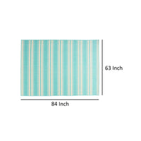 Nina 5 x 7 Area Rug, Teal, Ivory Indoor Outdoor, Handcrafted Stripes -BM321204