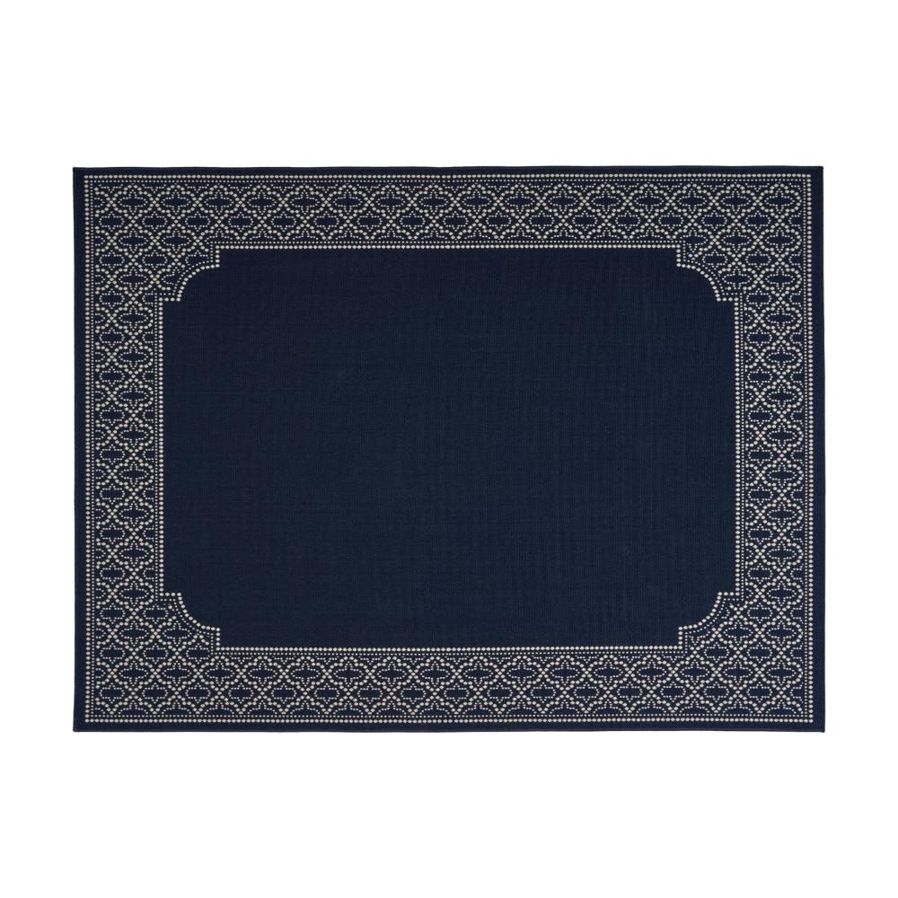 Marina Area Rug, Rectangular 5 x 7, Indoor Outdoor Navy Blue and White