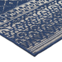 Gini Area Rug, Rectangular 5 x 7, Indoor Outdoor, Navy Blue and Ivory -BM321207