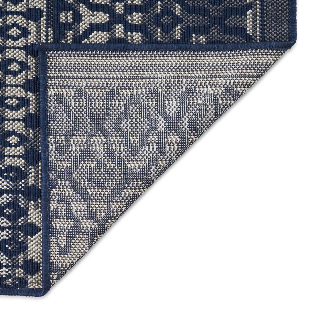 Gini Area Rug, Rectangular 5 x 7, Indoor Outdoor, Navy Blue and Ivory -BM321207