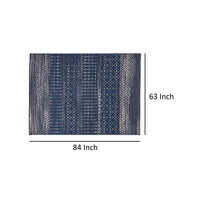 Gini Area Rug, Rectangular 5 x 7, Indoor Outdoor, Navy Blue and Ivory -BM321207