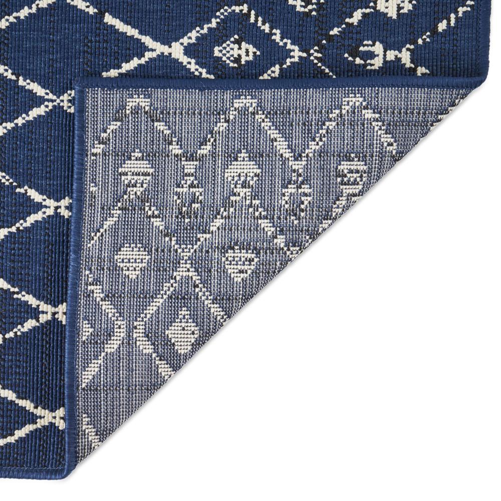 Cynth Area Rug Rectangular 5 x 7, Blue Indoor Outdoor Boho Ivory Pattern -BM321208