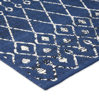 Cynth Area Rug Rectangular 5 x 7, Blue Indoor Outdoor Boho Ivory Pattern -BM321208
