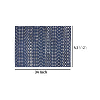 Cynth Area Rug Rectangular 5 x 7, Blue Indoor Outdoor Boho Ivory Pattern -BM321208