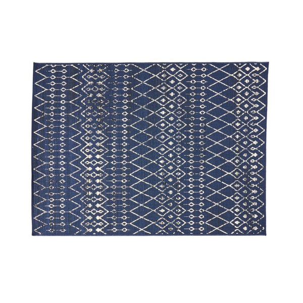 Cynth Area Rug Rectangular 5 x 7, Blue Indoor Outdoor Boho Ivory Pattern