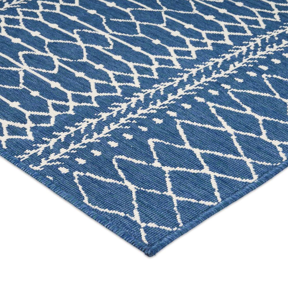 Sham Area Rug, Rectangular 5 x 7, Blue Indoor Outdoor, Handcrafted Details -BM321209