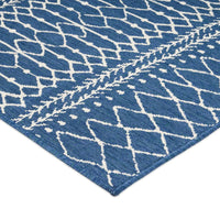 Sham Area Rug, Rectangular 5 x 7, Blue Indoor Outdoor, Handcrafted Details -BM321209