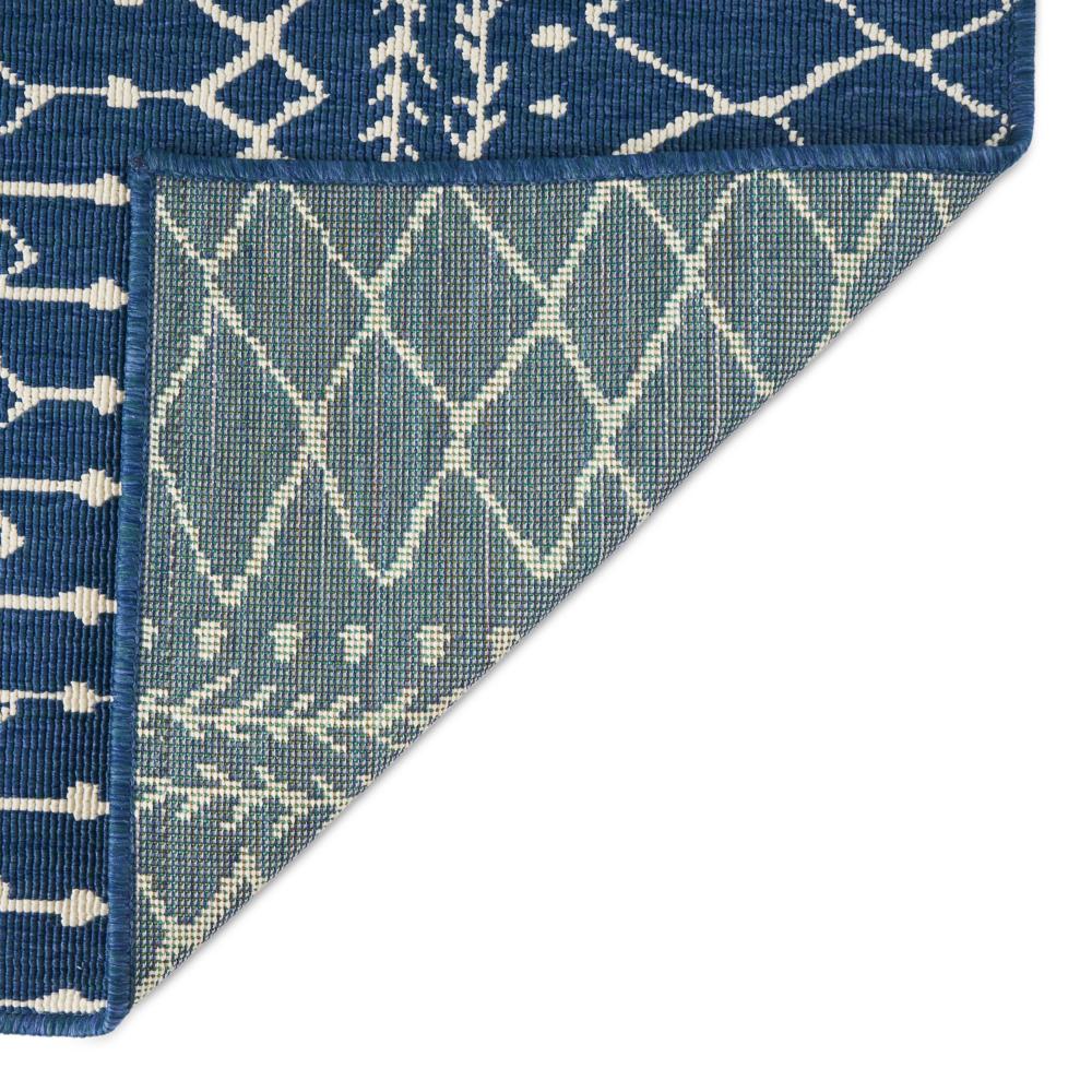 Sham Area Rug, Rectangular 5 x 7, Blue Indoor Outdoor, Handcrafted Details -BM321209