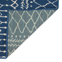 Sham Area Rug, Rectangular 5 x 7, Blue Indoor Outdoor, Handcrafted Details -BM321209