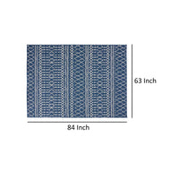 Sham Area Rug, Rectangular 5 x 7, Blue Indoor Outdoor, Handcrafted Details -BM321209