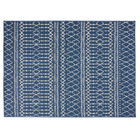 Sham Area Rug, Rectangular 5 x 7, Blue Indoor Outdoor, Handcrafted Details