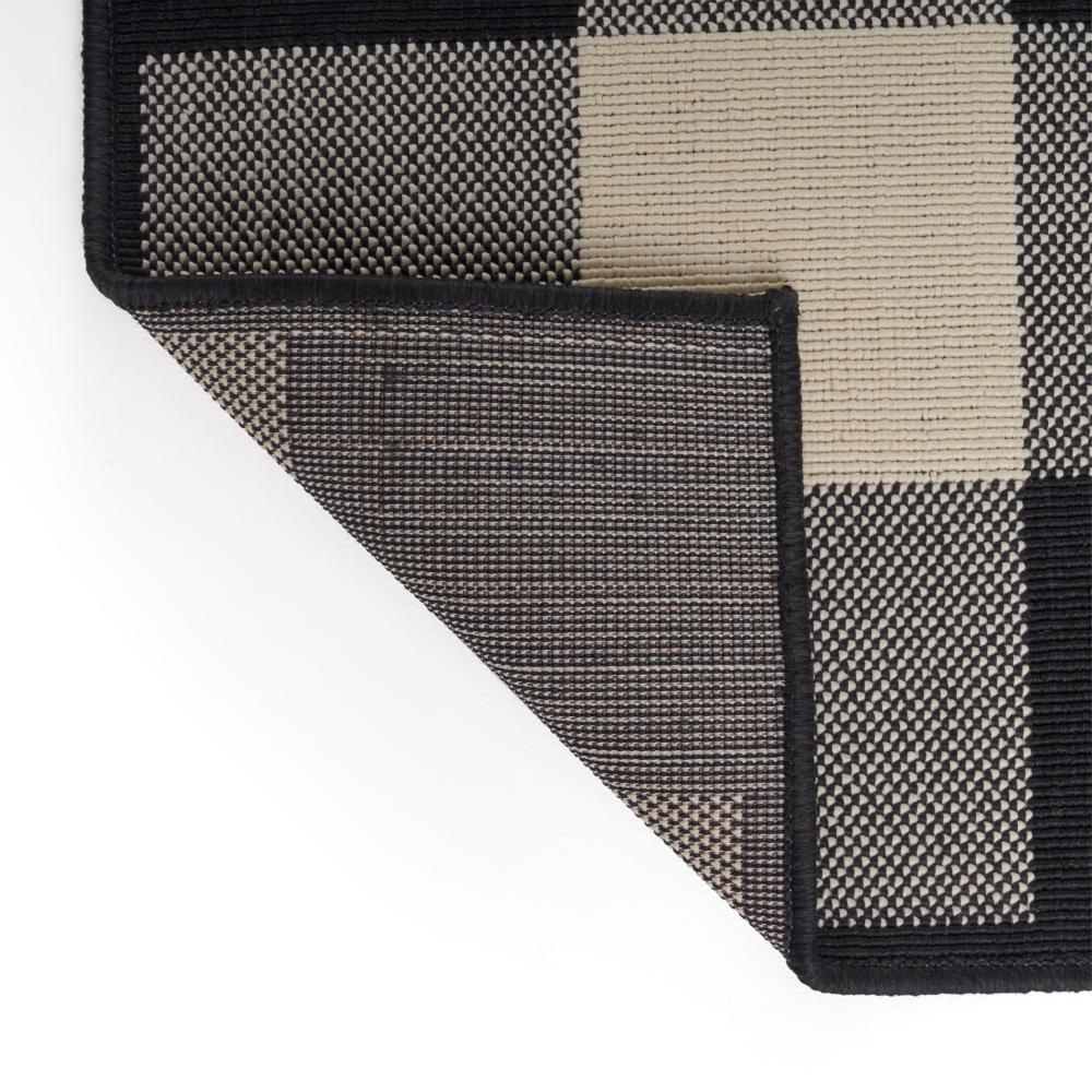Ina Area Rug, Indoor Outdoor 8 x 10 Rectangular, Black Beige Gray Checkers -BM321210