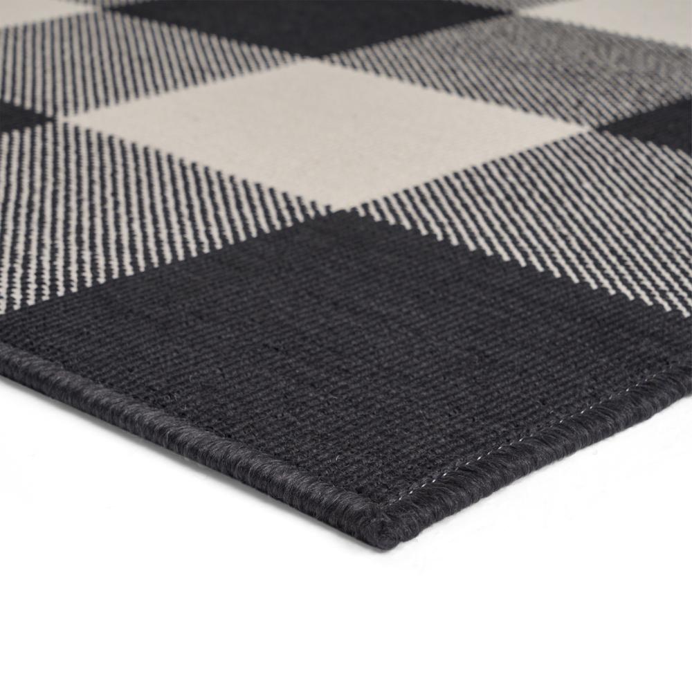 Ina Area Rug, Indoor Outdoor 8 x 10 Rectangular, Black Beige Gray Checkers -BM321210
