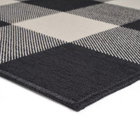Ina Area Rug, Indoor Outdoor 8 x 10 Rectangular, Black Beige Gray Checkers -BM321210