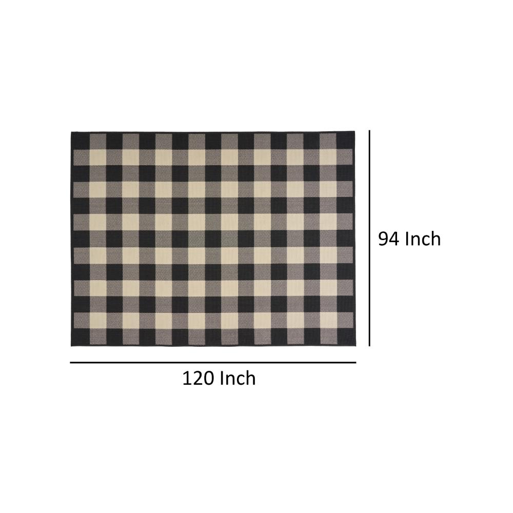 Ina Area Rug, Indoor Outdoor 8 x 10 Rectangular, Black Beige Gray Checkers -BM321210