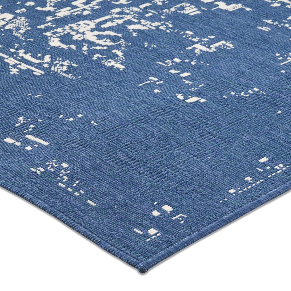 Sima Area Rug, Rectangular 8 x 10, Blue Woven Indoor Outdoor, White Design -BM321211