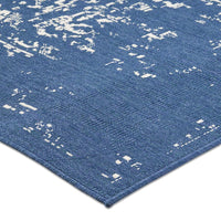 Sima Area Rug, Rectangular 8 x 10, Blue Woven Indoor Outdoor, White Design -BM321211