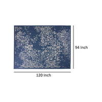 Sima Area Rug, Rectangular 8 x 10, Blue Woven Indoor Outdoor, White Design -BM321211
